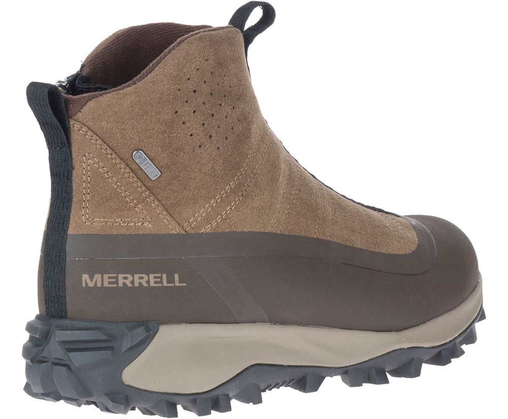 Kozaki Merrell Męskie Brązowe - Thermo Snowdrift Zip Mid Shell - 357648-PTM